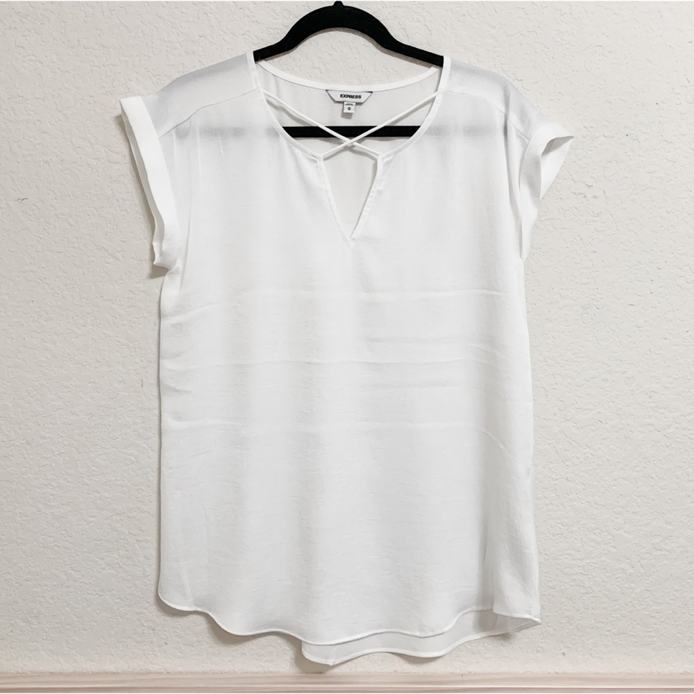 Express White Satin Cross Front Gramercy